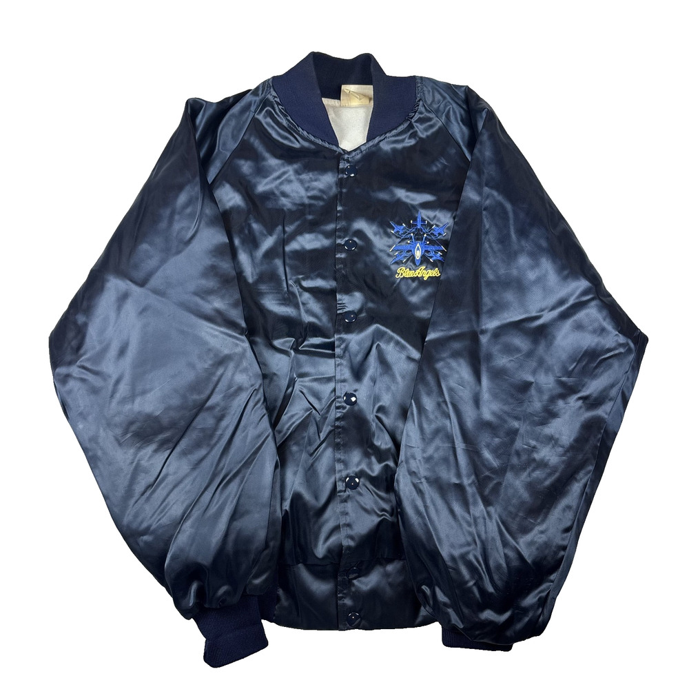 HARTWELL MEN'S BLUE ANGELS BOMBER VARSITY VINTAGE JACKET MADE IN USA SIZE L